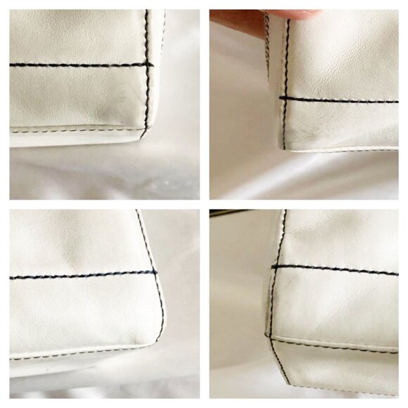 Authentic CHANEL CC Wild Stitch Chocolate Bar Chain Tote Shoulder Bag White Gold - Picture 15 of 15